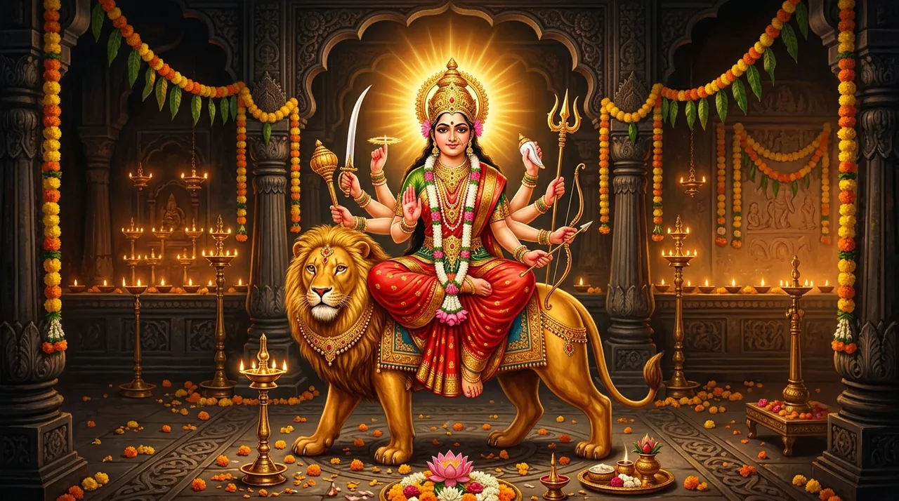 माँ दुर्गा दिव्य रूप — Be Sanatan कन्या भोजन सेवा